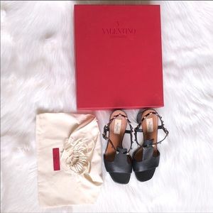 Black Valentino Rockstud slingback heel sandal